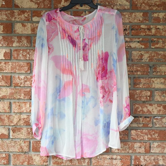 Soft Surroundings Multicolored Sheer Top - Picture 1 of 3